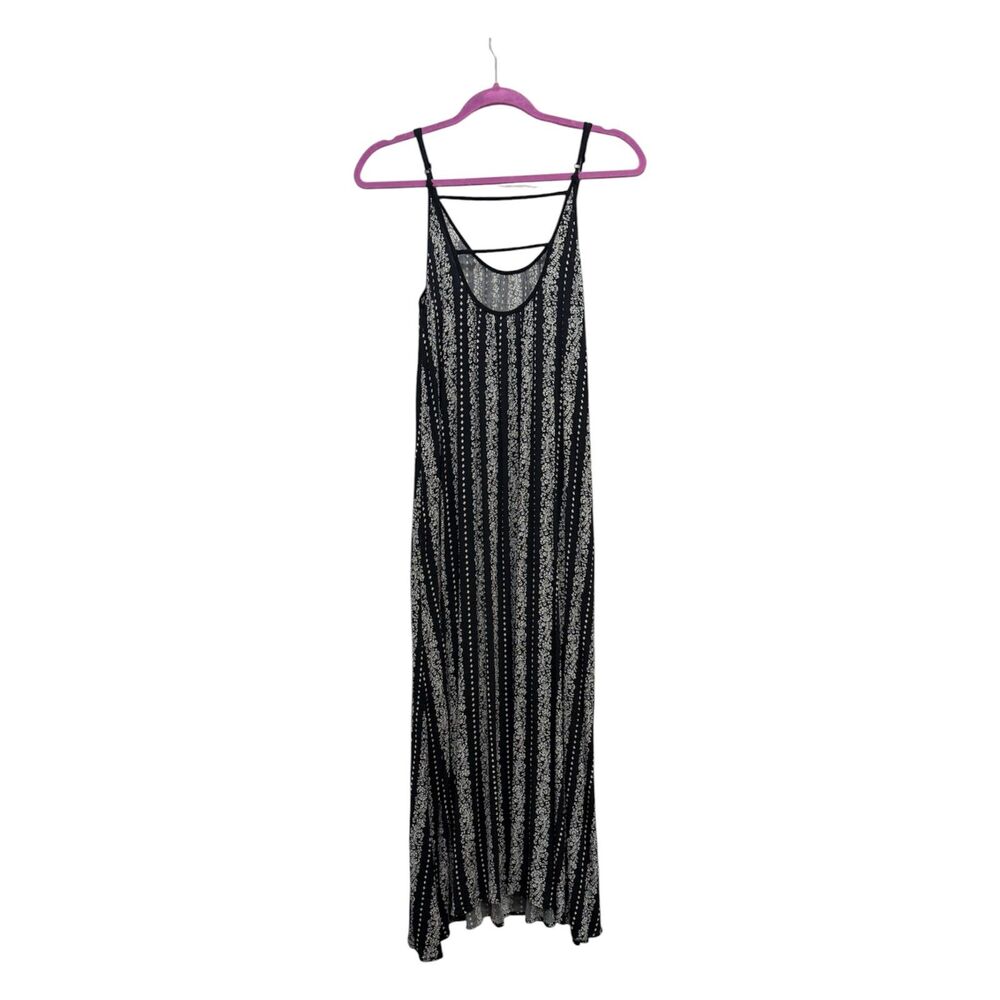 Maurices Womens Black & White Paisley Print Adjustable Straps Maxi Dress Small